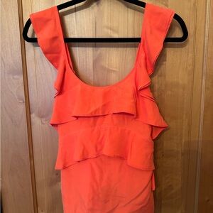 Club Monaco Orange Ruffle Top
